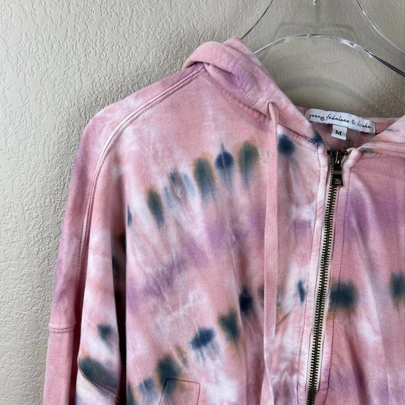Young Fabulous & Broke Womens Full Zip Hoodie Drawstring Medium Pink Tie‎ Dye - Picture 3 of 12